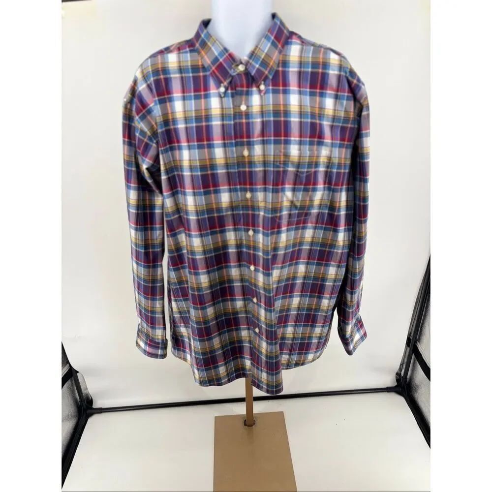 Jos. A. Bank Traveler’s Collection Plaid Button Down Shirt Men’s 2XT